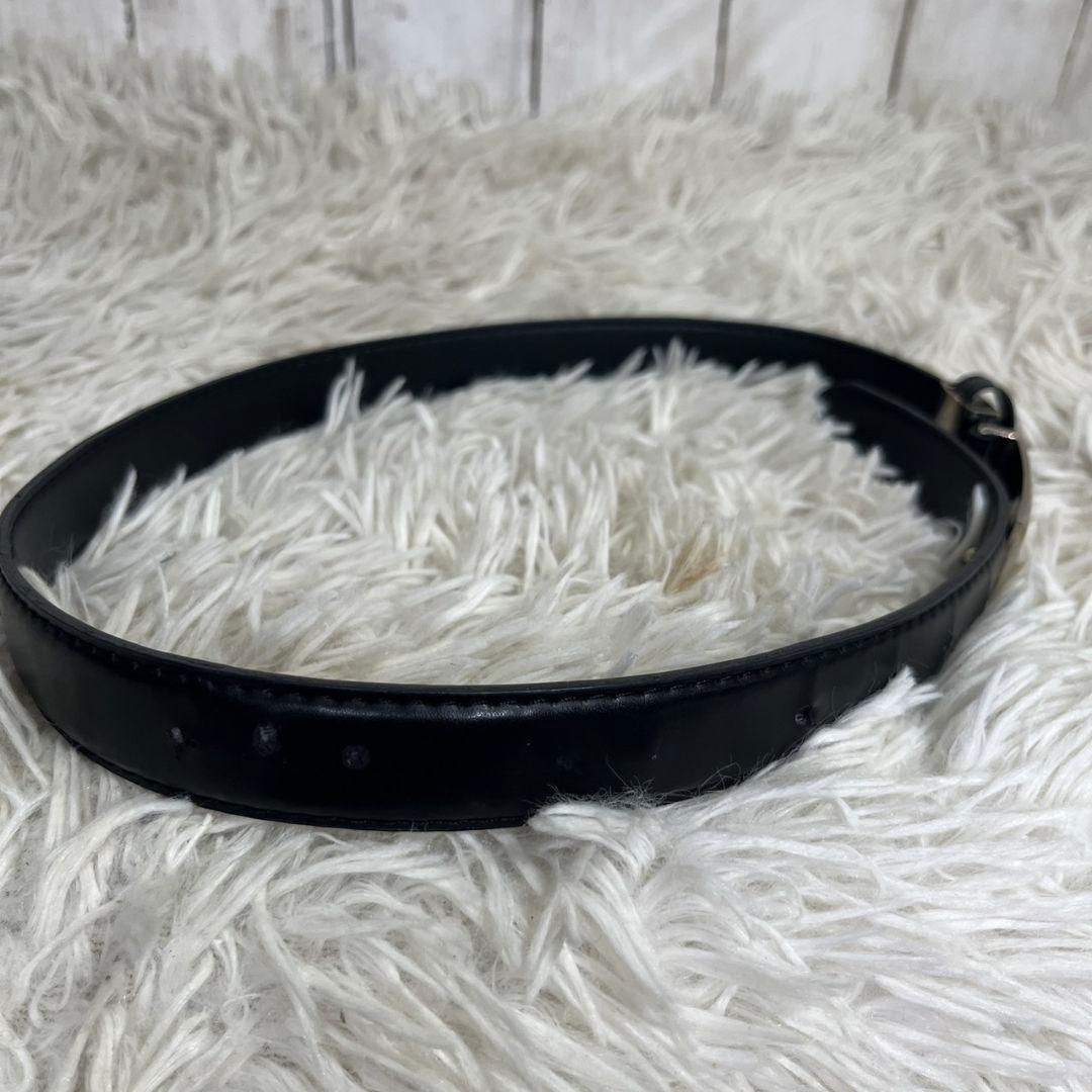 PRADA レザー　ベルト　ロゴ　シルバープレート　ブラック