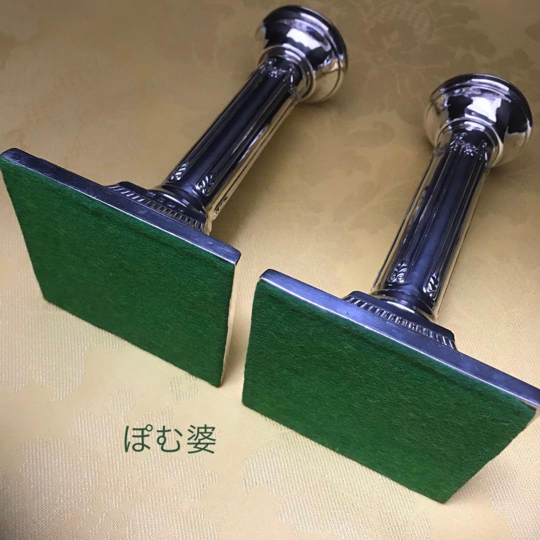 英国製／純銀 スターリングシルバー「キャンドルスタンド ペア ２体」