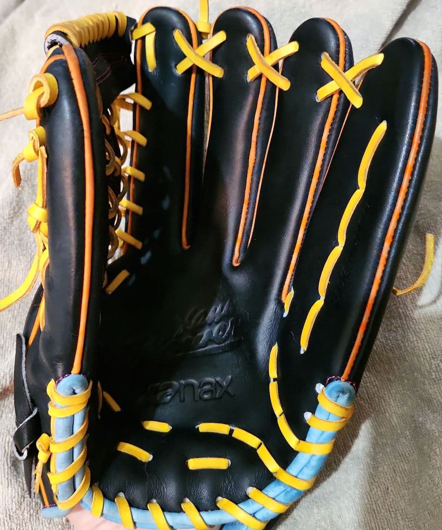 Xanax 野球グローブ 黒/オレンジ/黄色