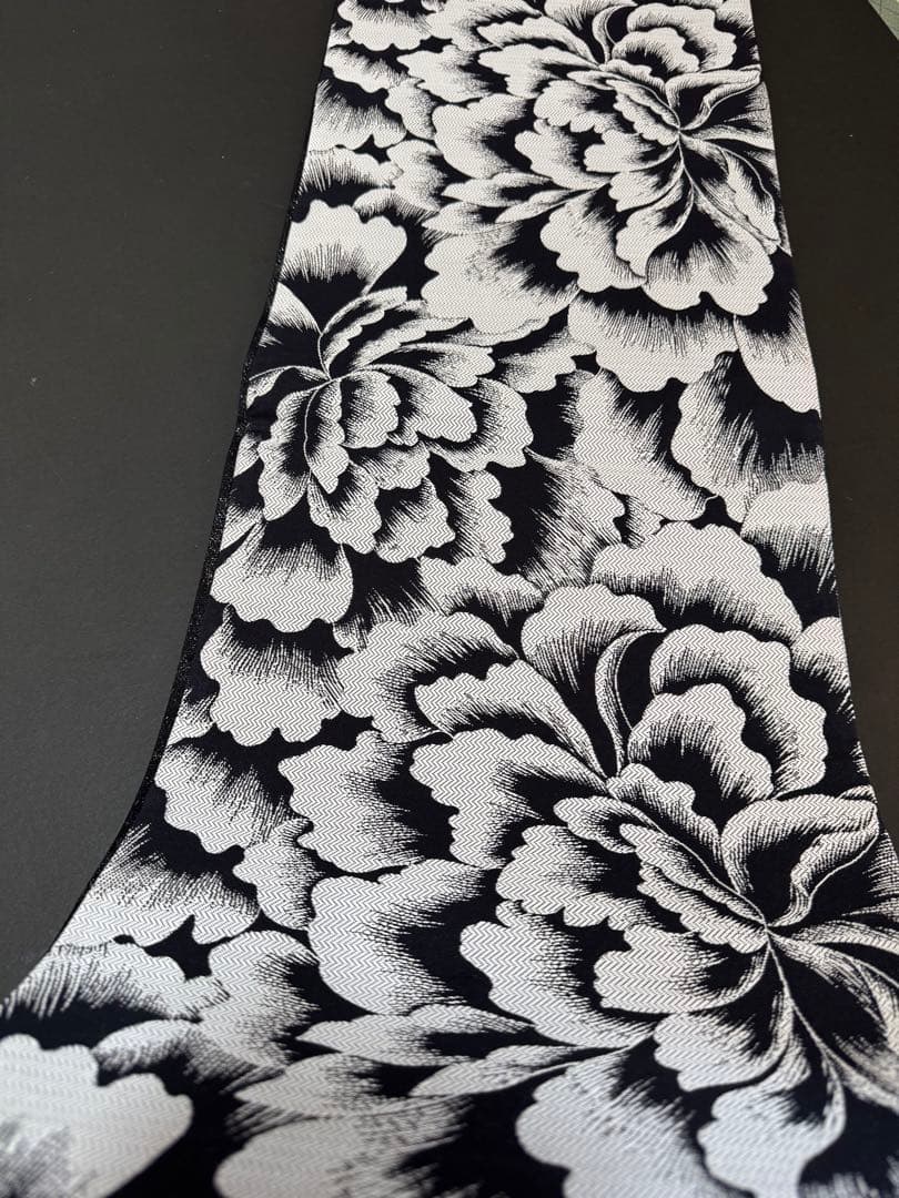 【銘品新品】京の名工認定「斉藤三才氏作」黒地「大牡丹文様」ジャガード織