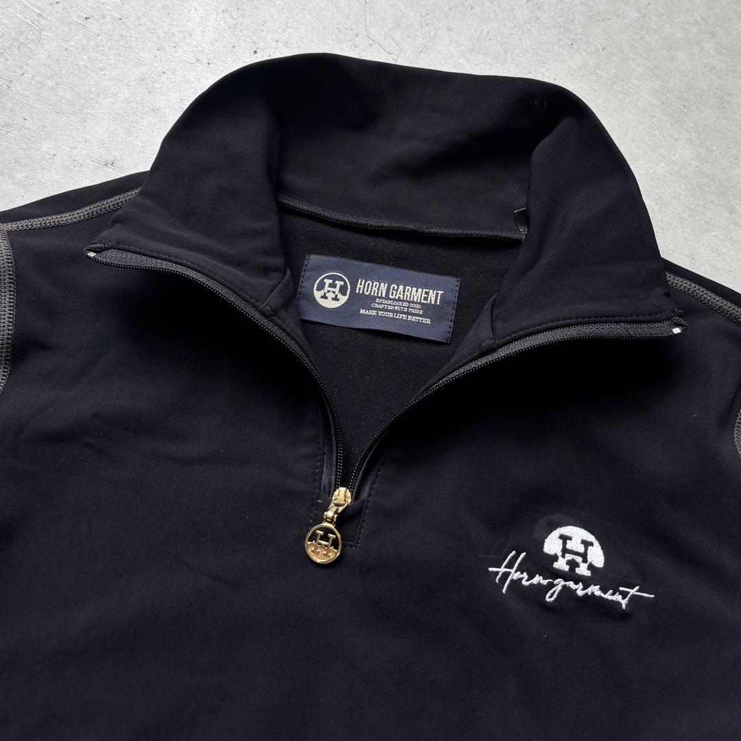 【新品タグ付】HORN GARMENT ハイネックハーフジップシャツ ロゴ刺繍