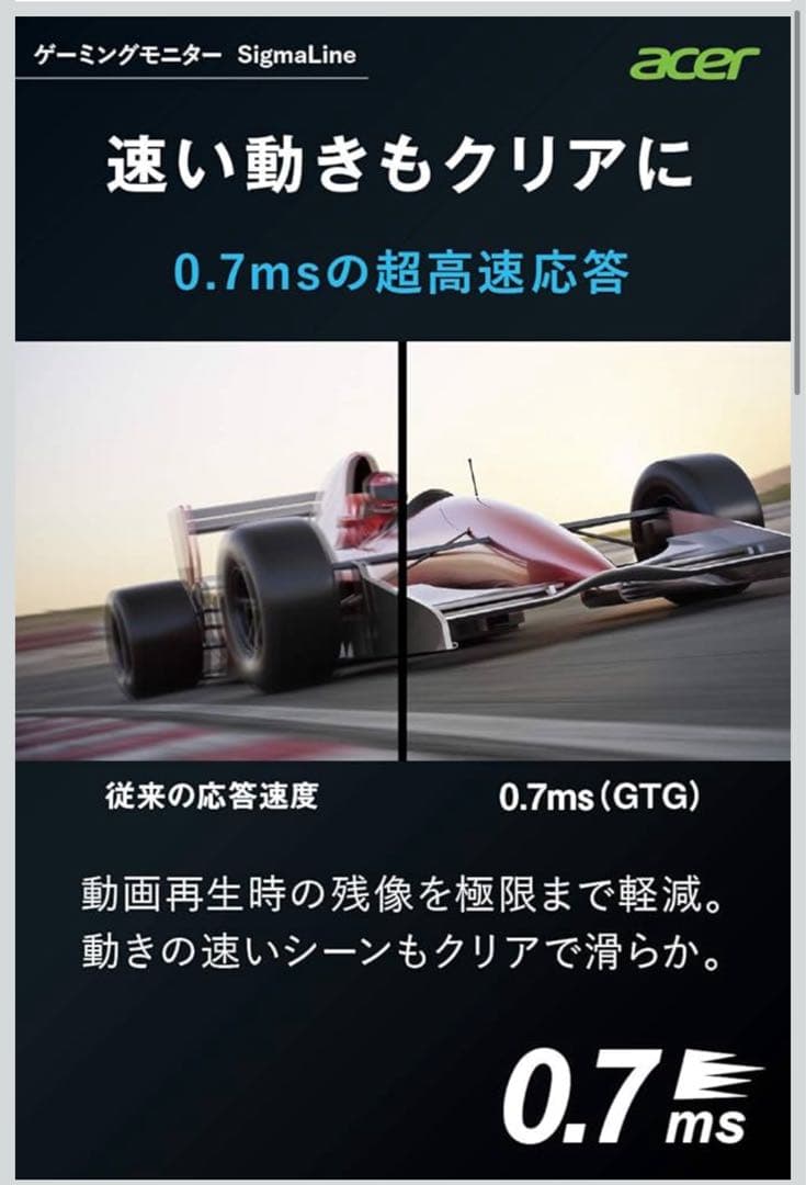 acer KG1 24.5インチ フルHD モニター 本体　0.7ms