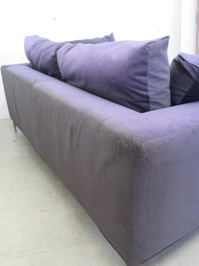 美品■カッシーナ■BOX■2人掛けワイドソファ■フェザー■ナス紺■69.6万円