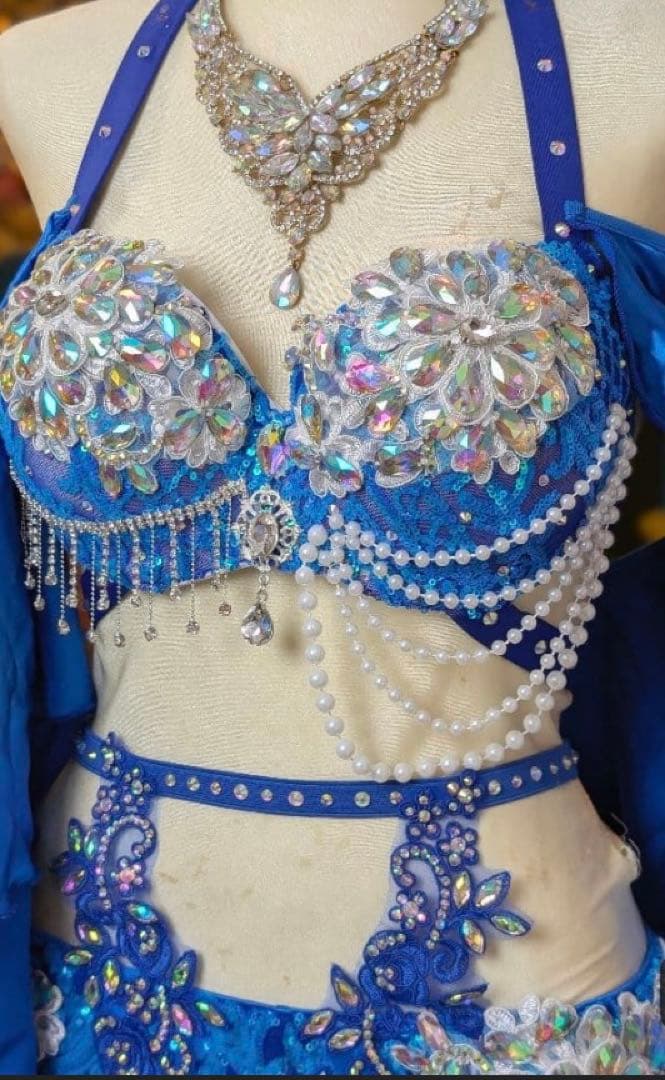 ベリーダンス 衣装 ブルー オリエンタル