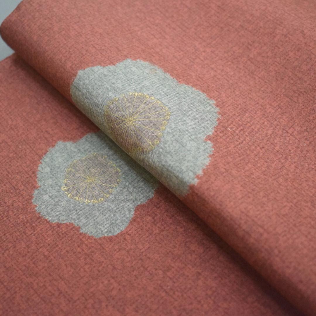 M20-20 新品 正絹 染大島 訪問着 仮絵羽解き 灰赤茶系 梅