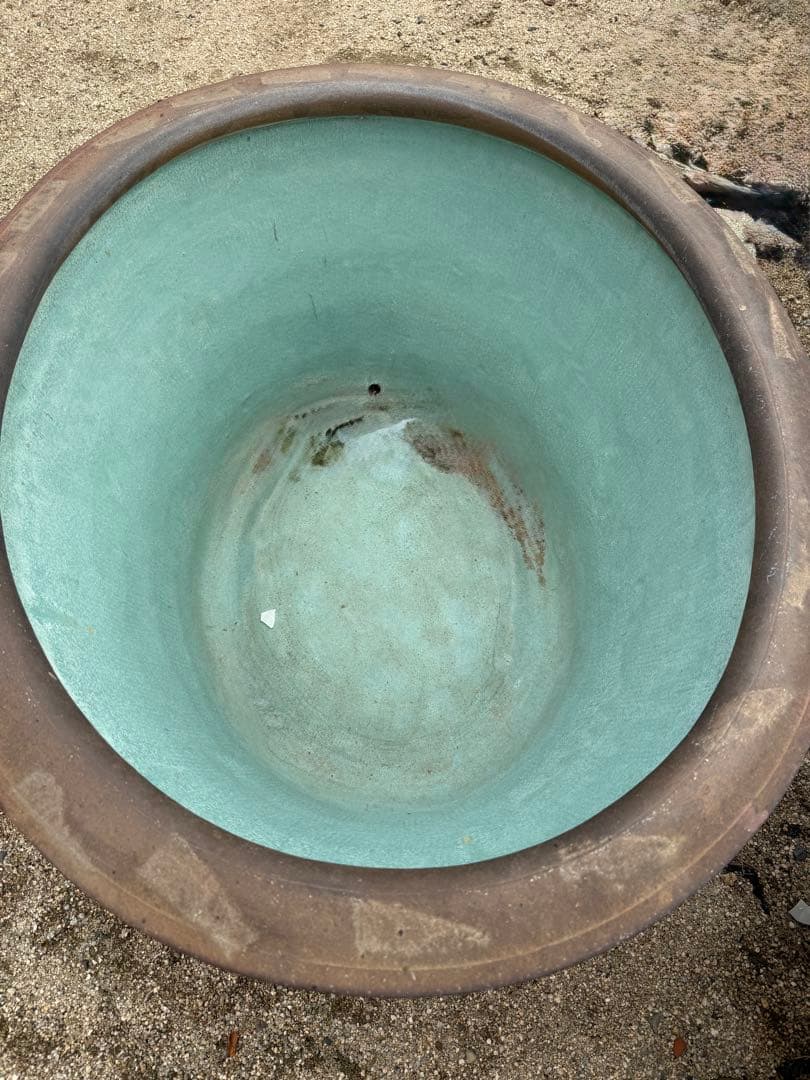 特大メダカ鉢　睡蓮鉢　洋風　インテリア　希少 陶磁器　焼き物　ピータン　皮蛋　甕