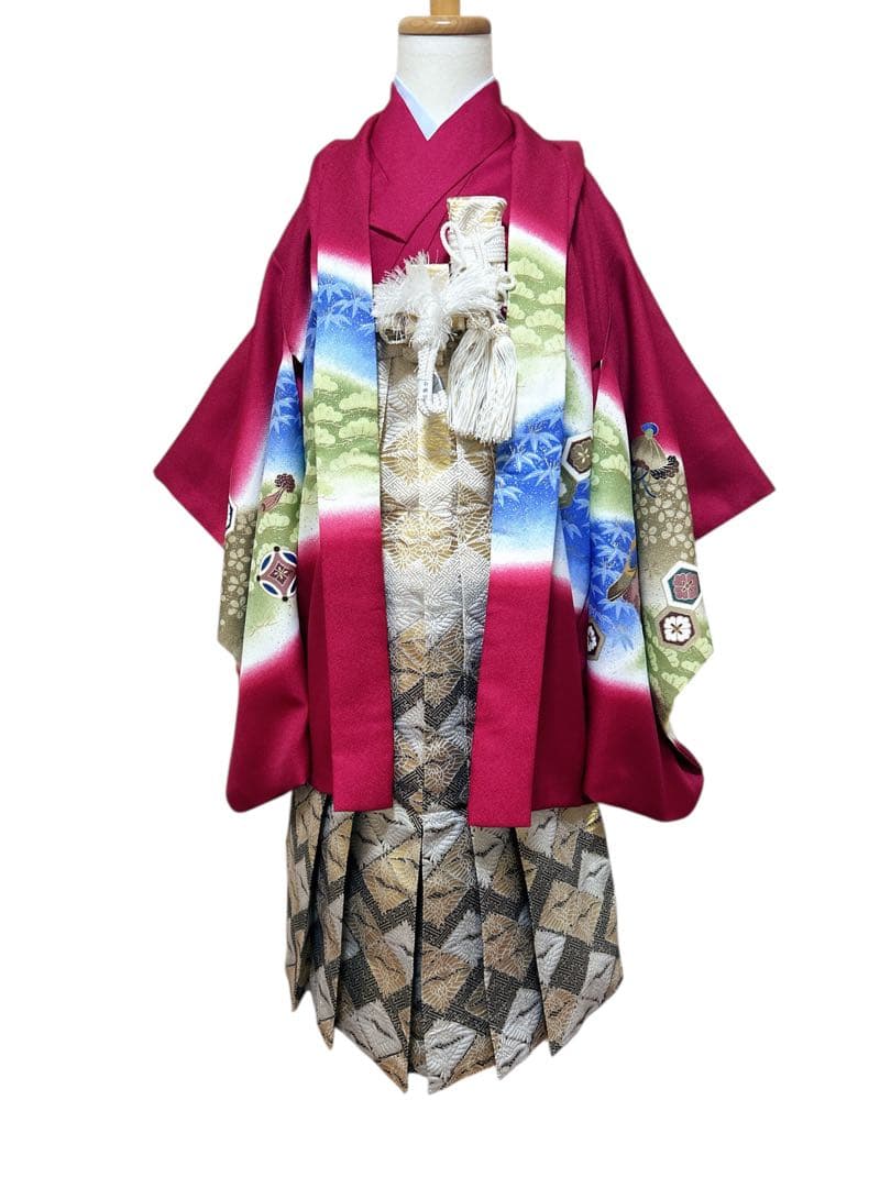 変わり色赤紫♡七五三　大きめ5歳　7歳　男の子　フルセット　一式　兜