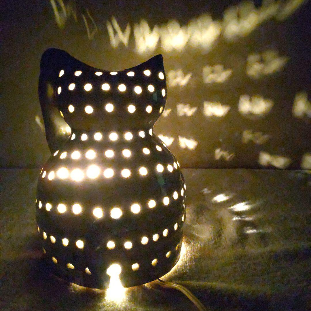 昭和レトロ　陶器の猫のランプ 　猫の照明
