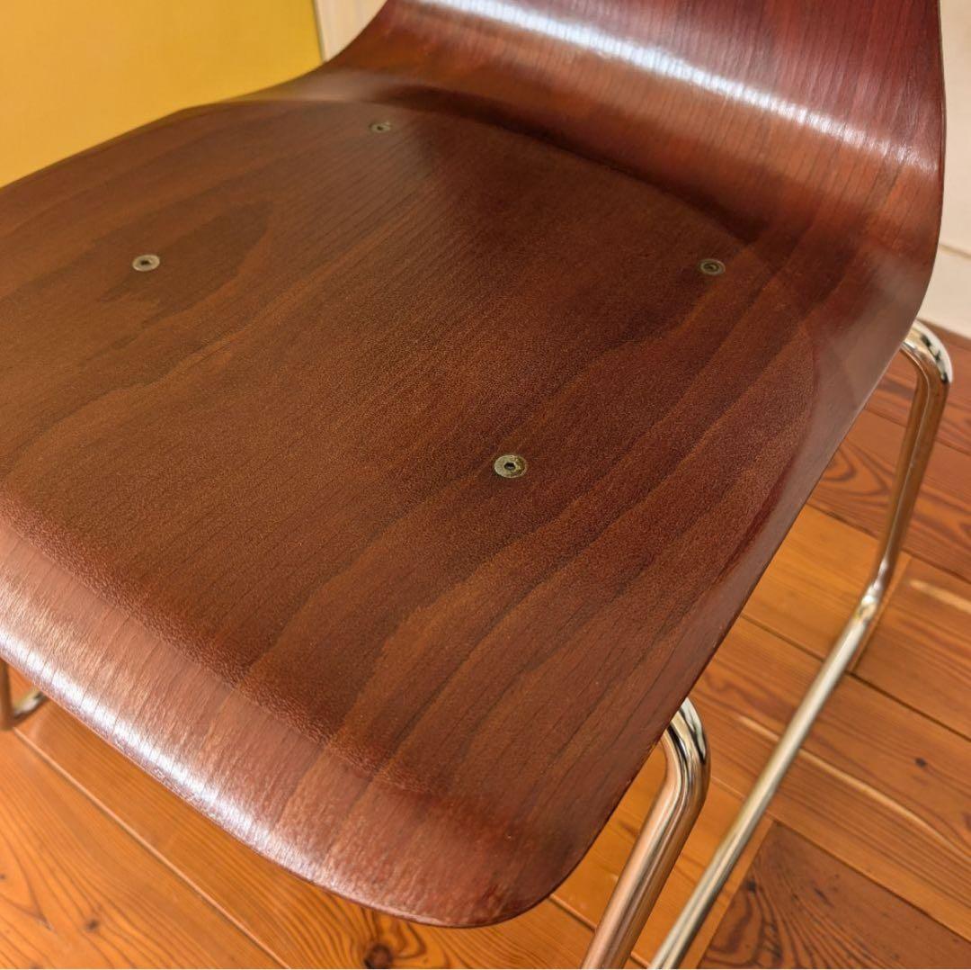 vintage ブラウン木製スタッキングチェア レトロ