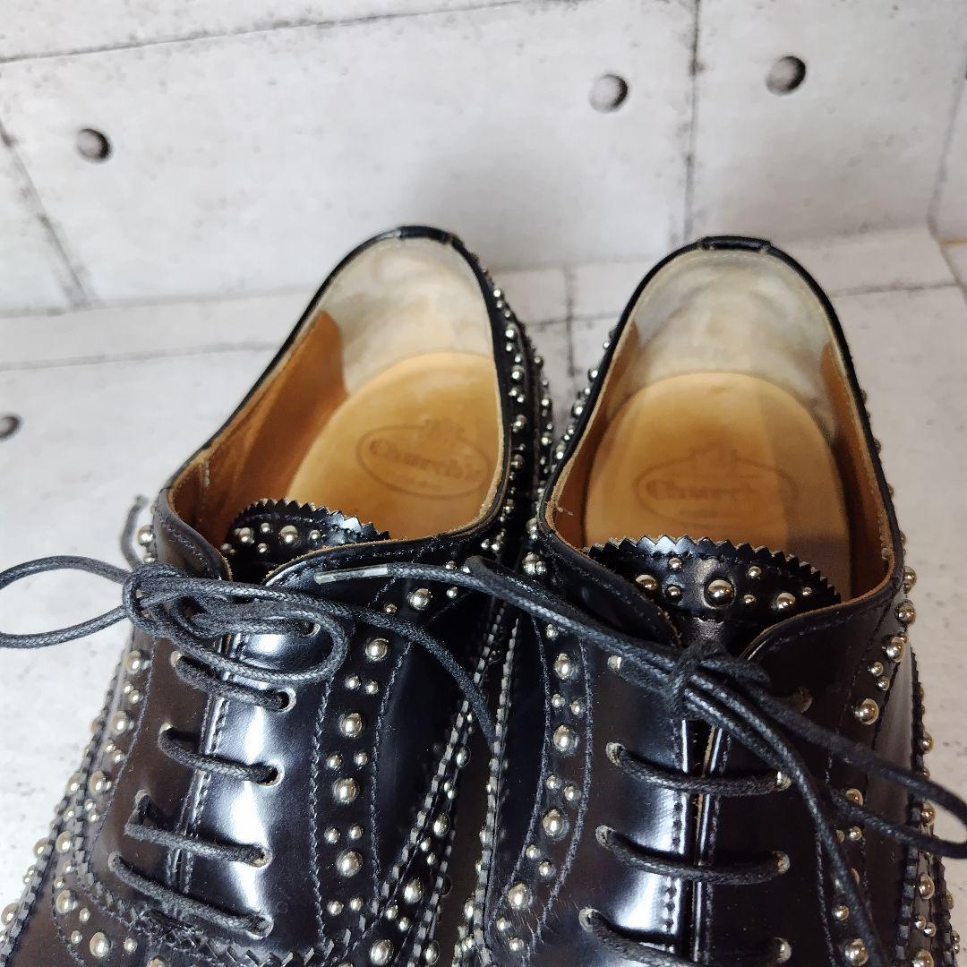 チャーチ BURWOOD スタッズ 37 黒 ウィングチップ バーウッド