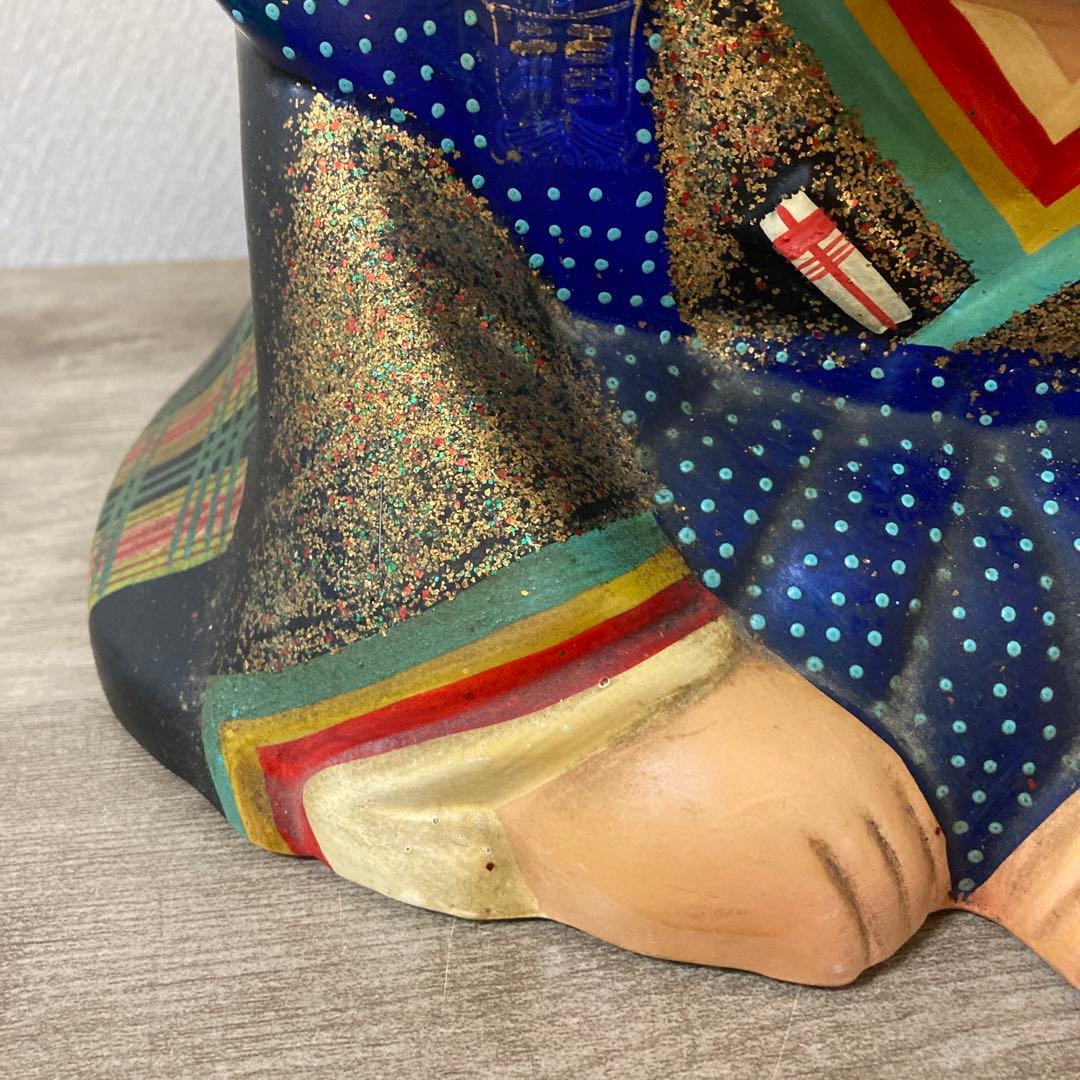 時代福助人形　縁起　手描き　招福置物　珍品〈検 招き猫　こけし　七福神　常滑焼