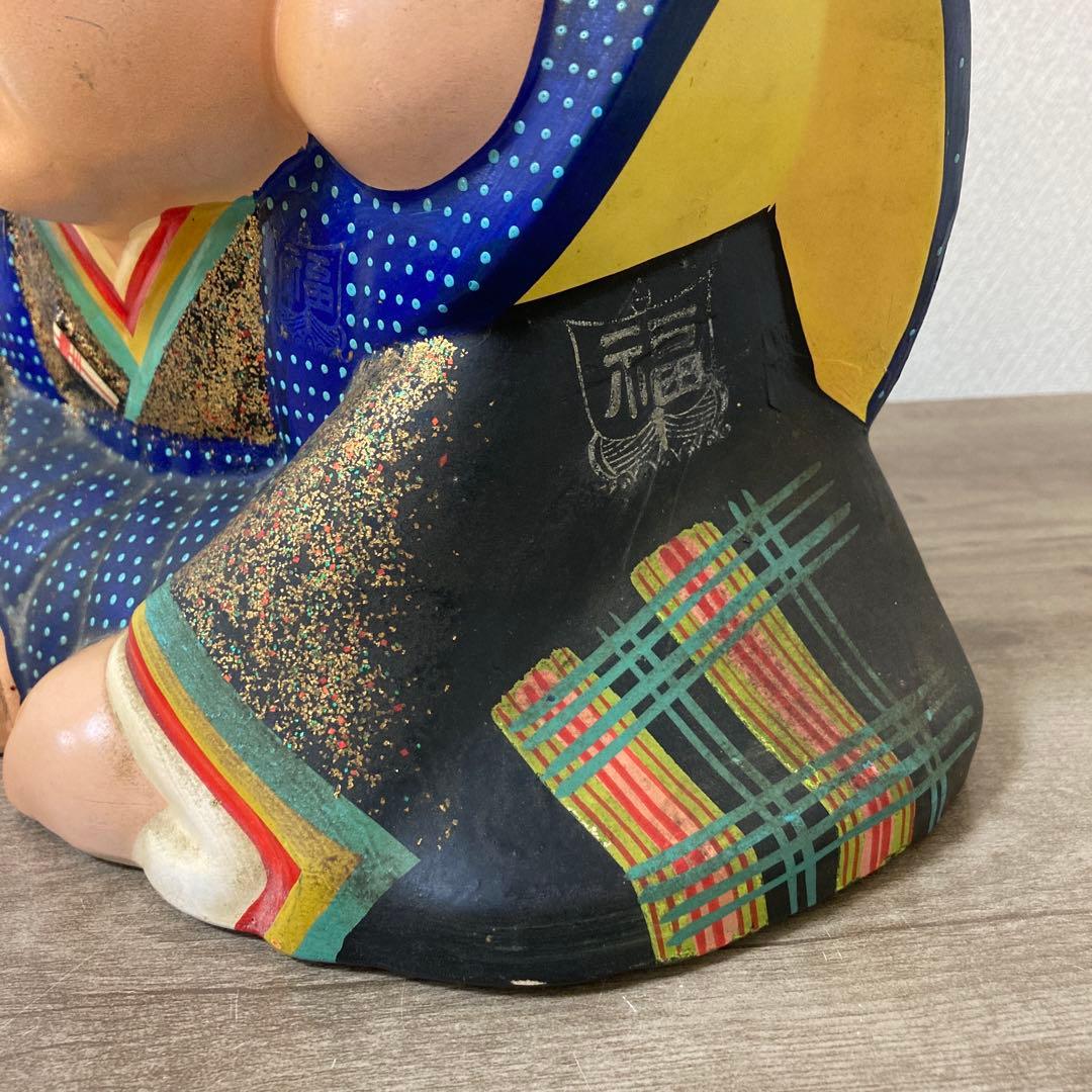 時代福助人形　縁起　手描き　招福置物　珍品〈検 招き猫　こけし　七福神　常滑焼