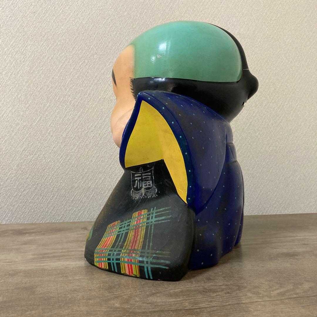 時代福助人形　縁起　手描き　招福置物　珍品〈検 招き猫　こけし　七福神　常滑焼