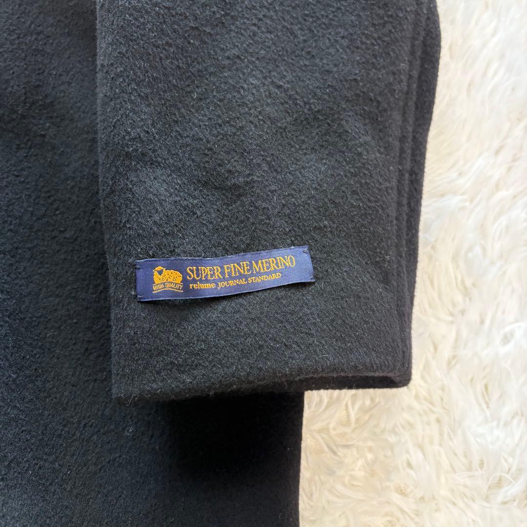 ジャーナルスタンダードレリューム◆スーパーファインビーバークルーネックコート 黒