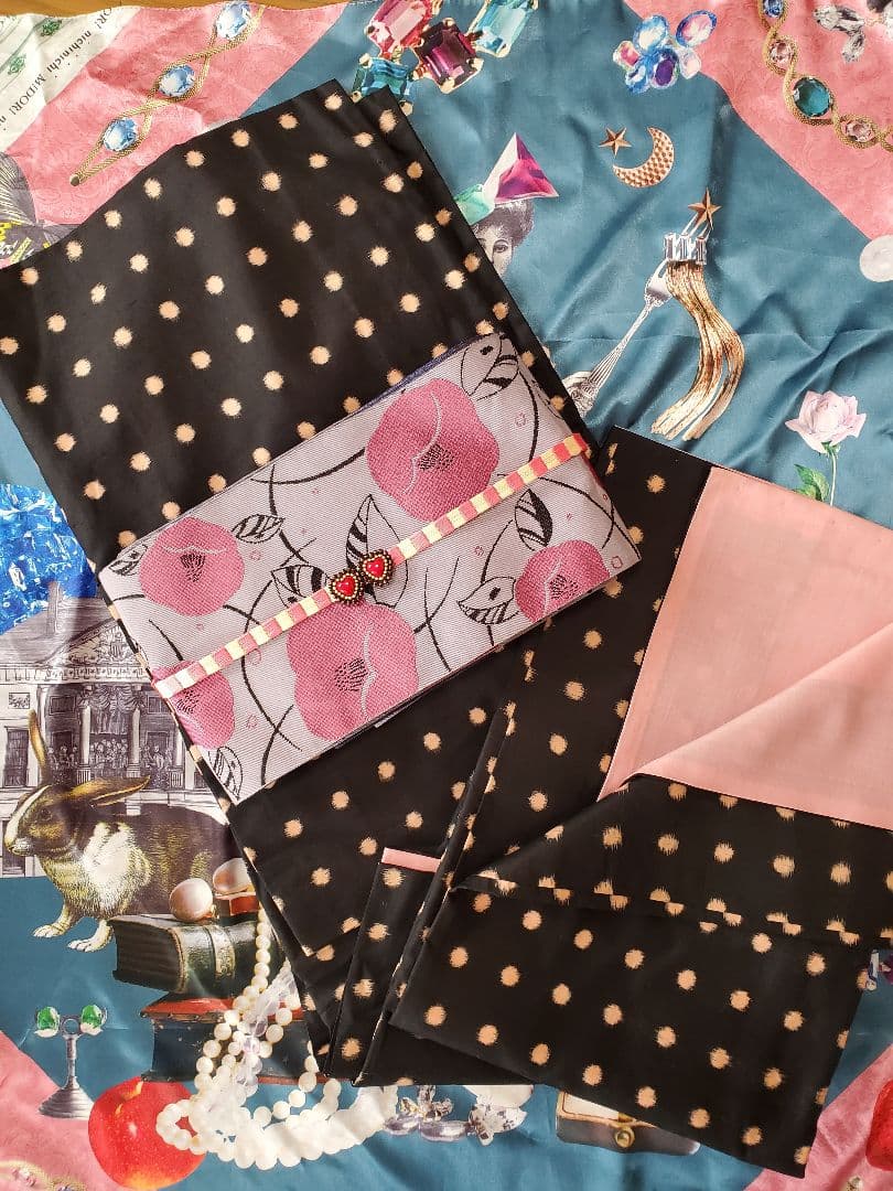 ■袷着物 銘仙 水玉