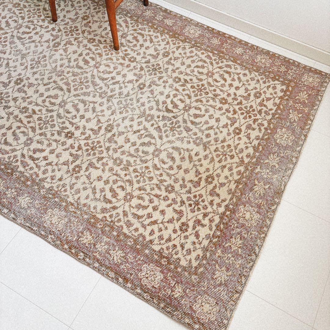 YUMMY vintage　トルコ　ヴィンテージラグ　ブラウン　パープル