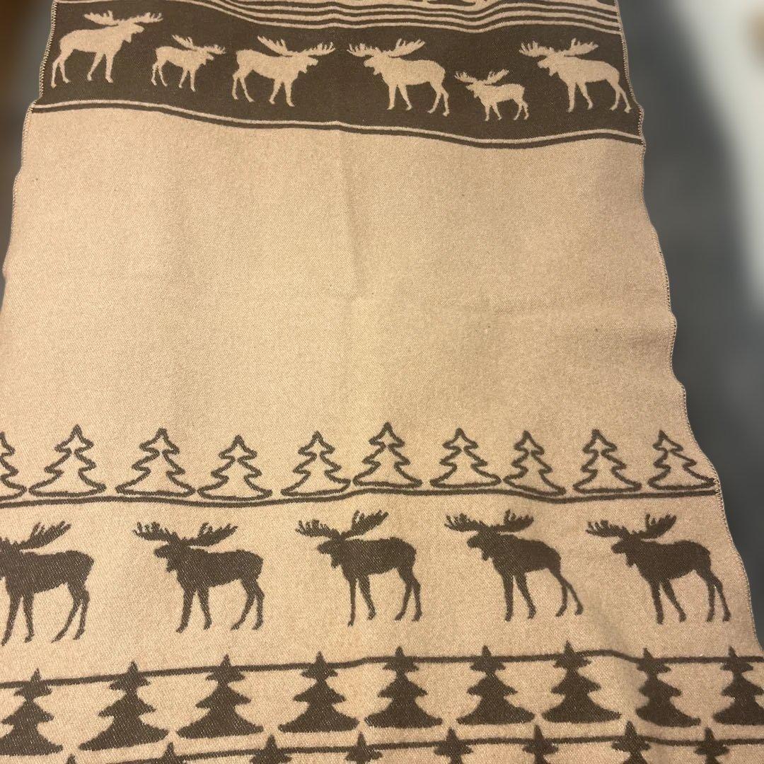 BARKER TEXTILES トナカイ模様ウールブランケット