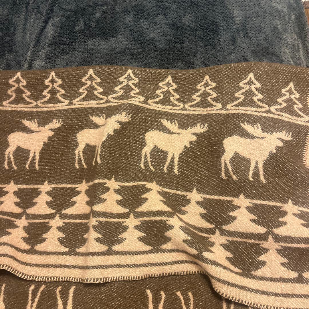 BARKER TEXTILES トナカイ模様ウールブランケット
