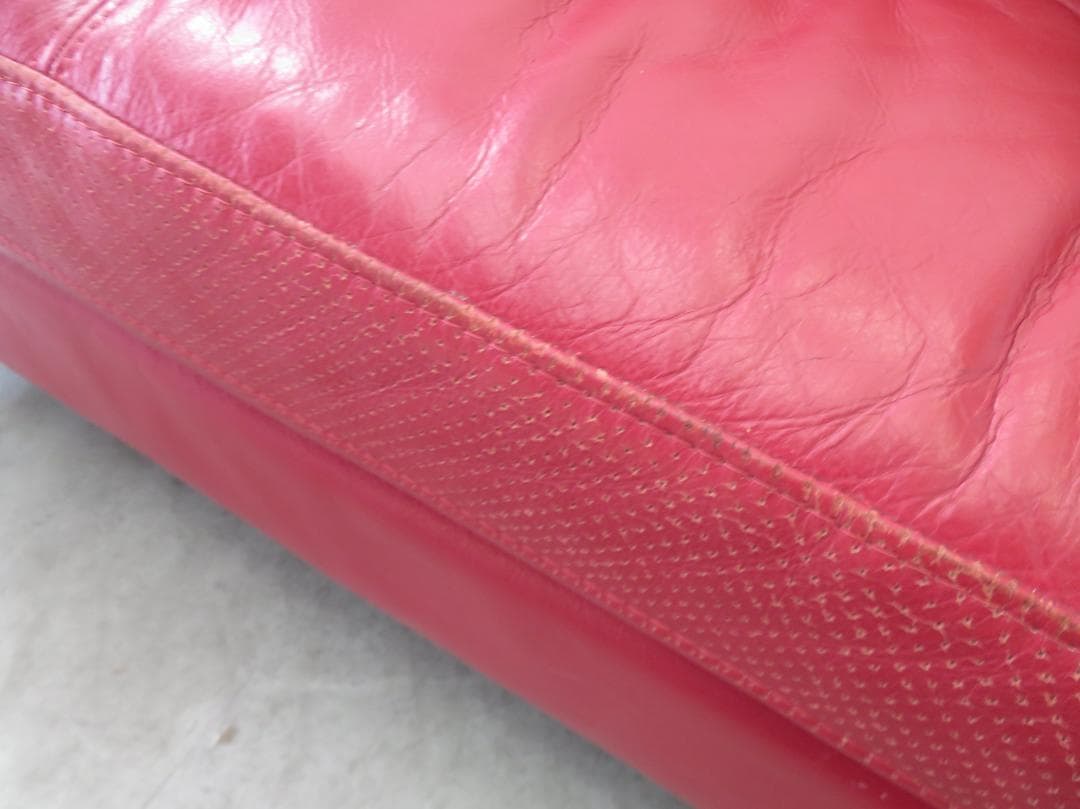 IDC大塚家具■ドミシール■総革■赤■3人掛けソファ■最高級■32万■