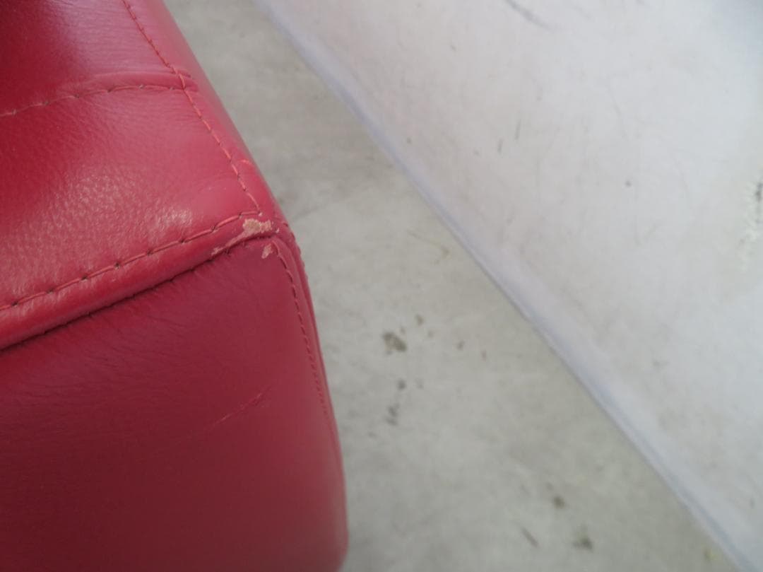 IDC大塚家具■ドミシール■総革■赤■3人掛けソファ■最高級■32万■