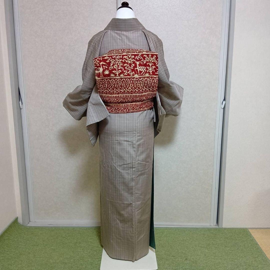 な*込様 タ8880 正絹　紬　十日町紬系　小紋　フルセット　しつけ　袷　未着用