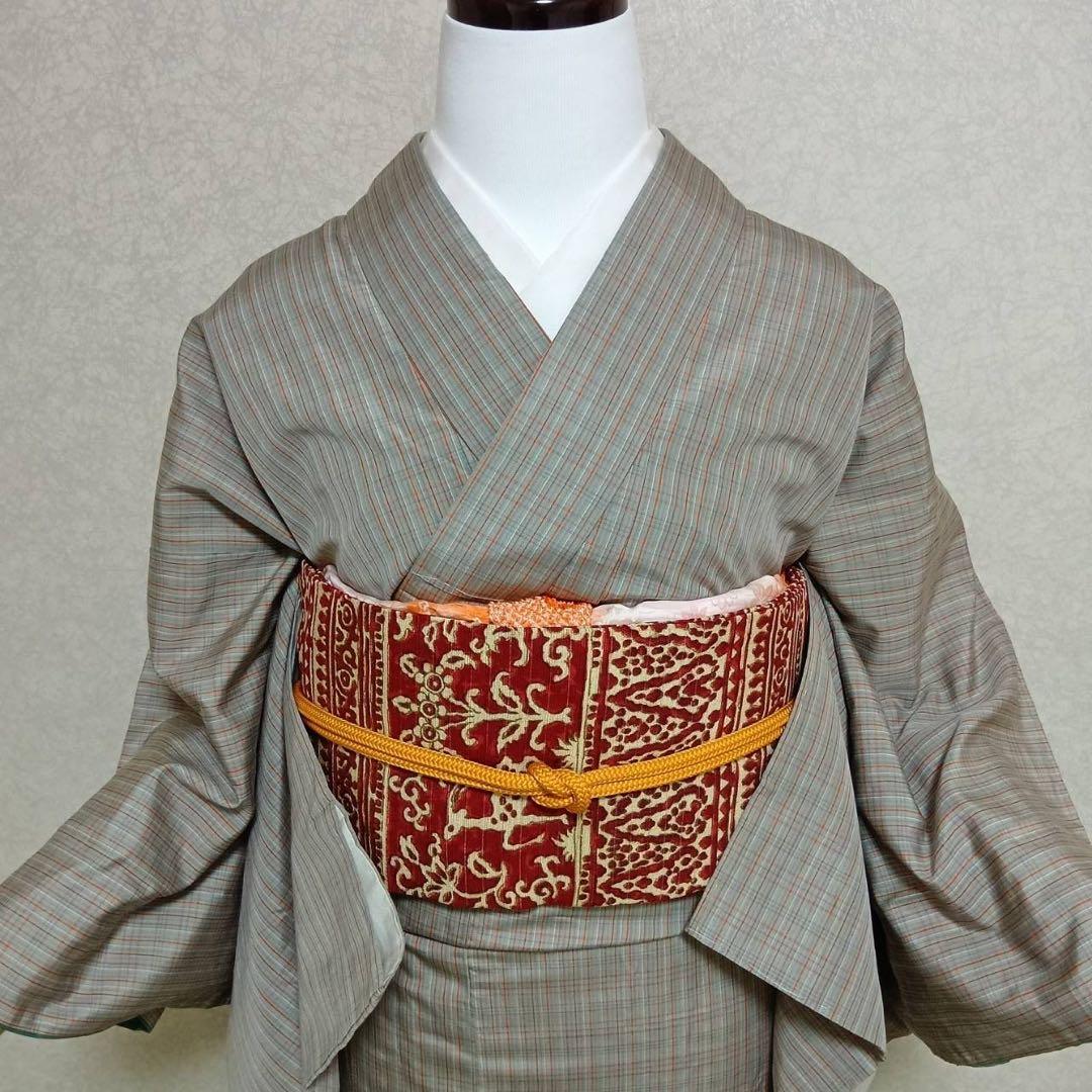 な*込様 タ8880 正絹　紬　十日町紬系　小紋　フルセット　しつけ　袷　未着用