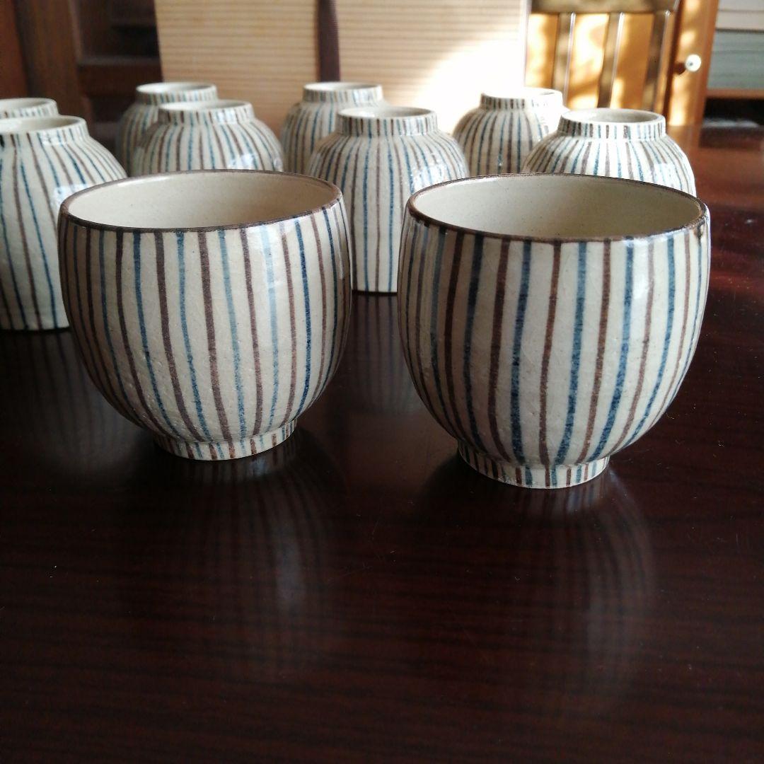 瀬戸焼　加藤春二　麦藁手湯呑　10客　7.8cm