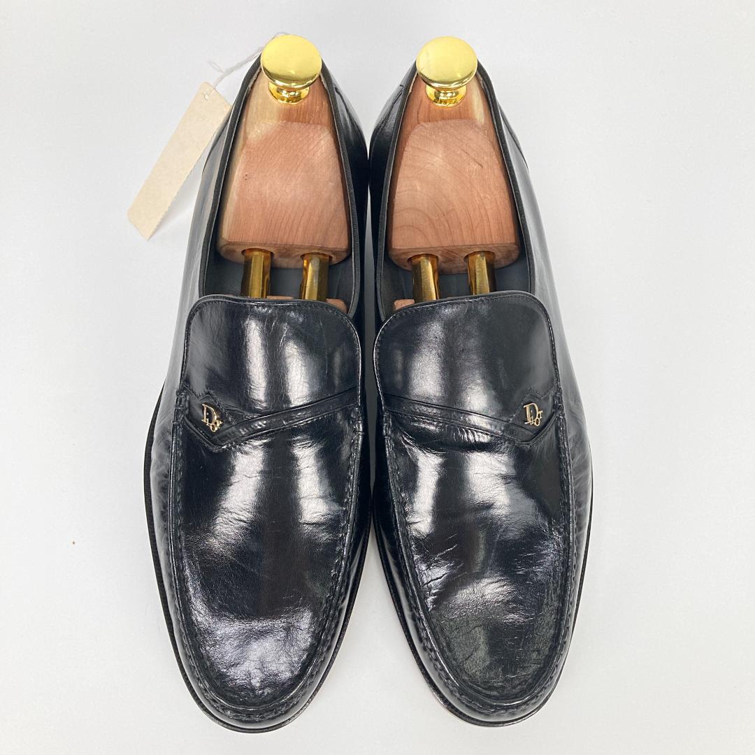 未使用・箱付　クリスチャンディオール　ロゴレザーローファー　本革　黒　38