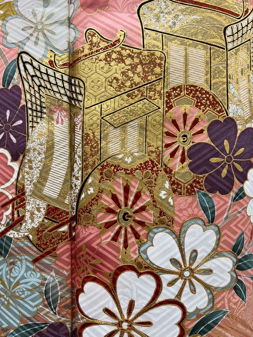 小柄な方に　振り袖　フルセット　別誂長襦袢付　ピンク　成人式　金彩　刺繍　707