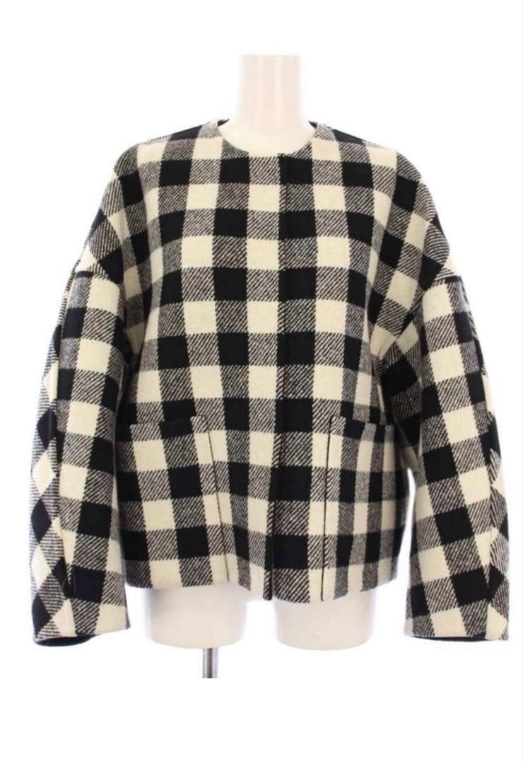 l*y様 【美品】Drawer ブロックチェック リバーシブル ノーカラー ジャ