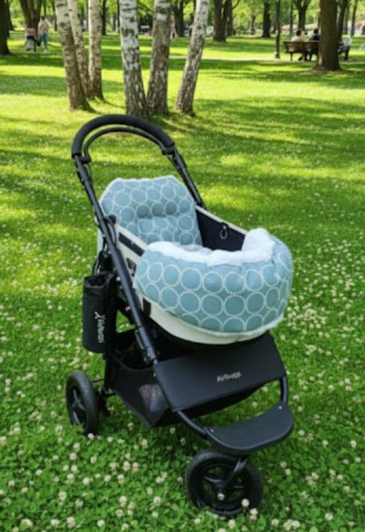 ❤３点セット❤ペットカートコンフォーター＆ライナー＆ピロー　ブルー✕ホワイト