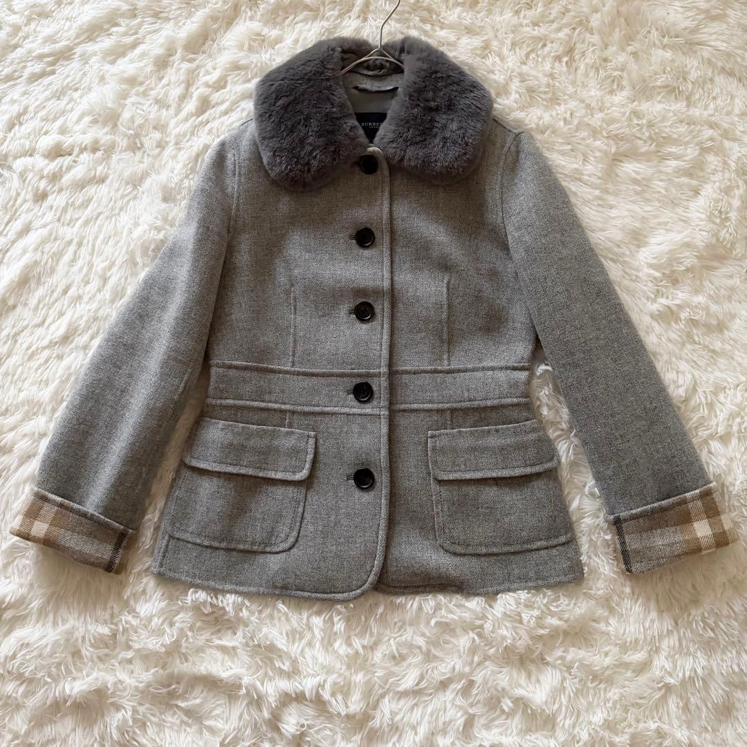 美品✨バーバリー　BURBERRY LONDON カシミヤ混ラビットファーコート