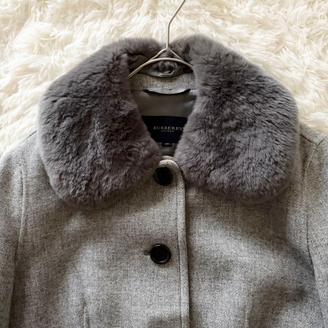 美品✨バーバリー　BURBERRY LONDON カシミヤ混ラビットファーコート