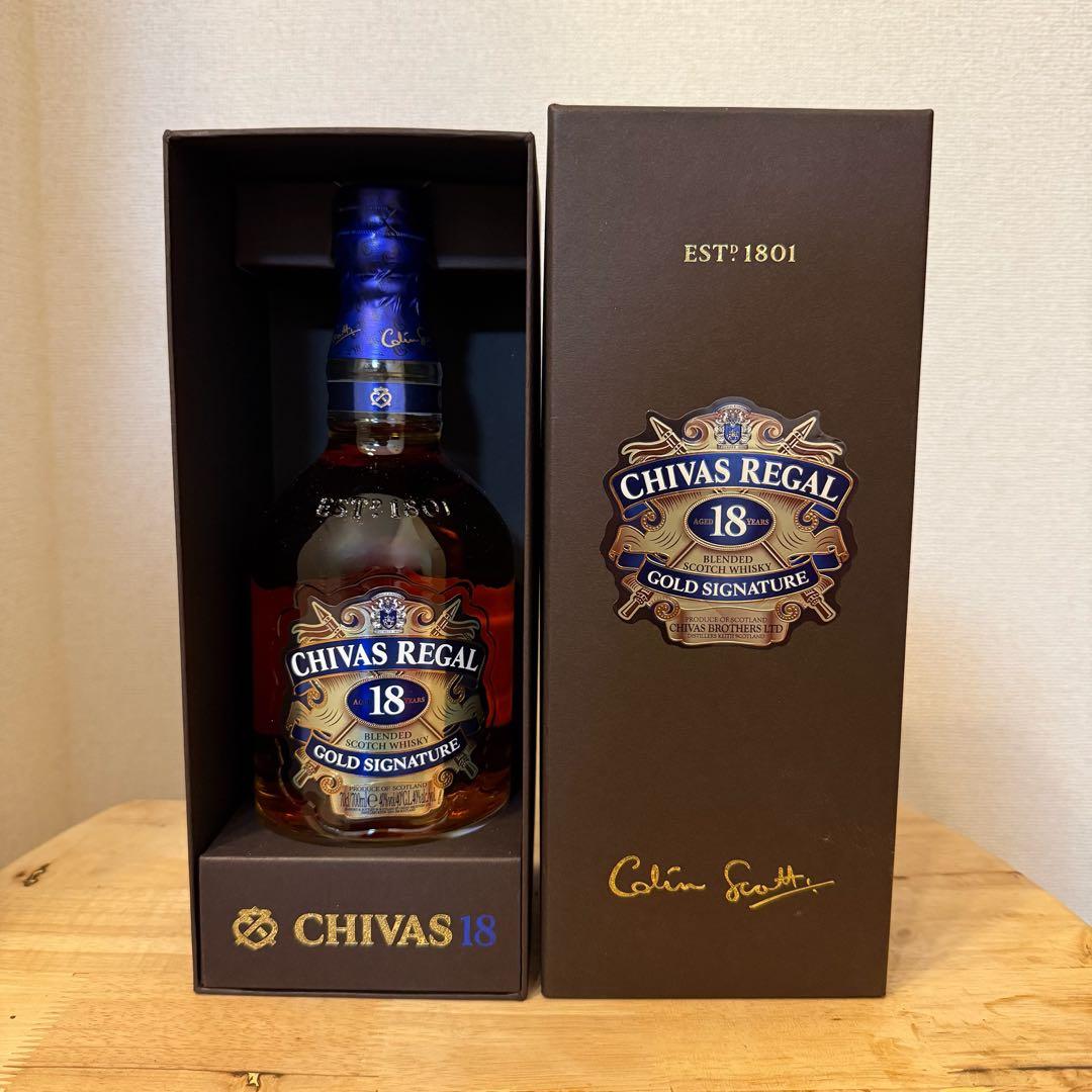 旧ブラウンBOX CHIVASREGAL18年GOLDSIGNATUREウィスキ