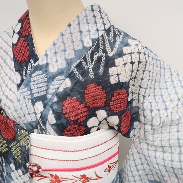 m1903＊有松鳴海絞り 夏着物 綿 手縫い仕立て 居敷当て付き 高級浴衣