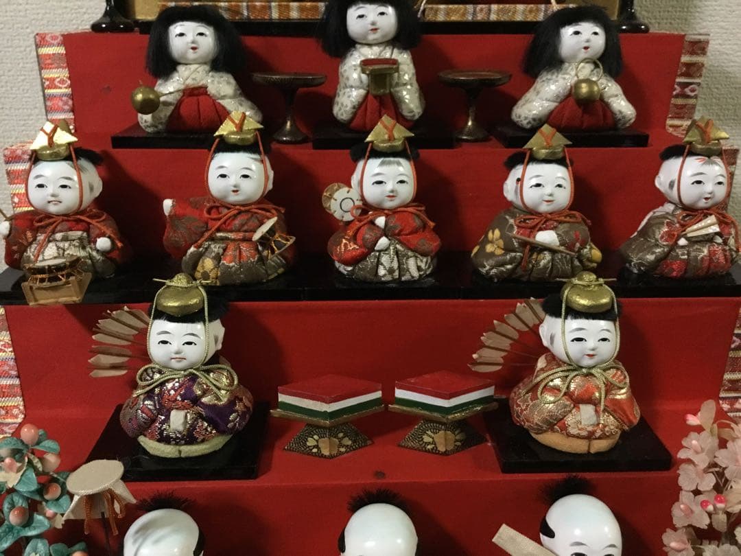 三越◆ミニ雛人形 ガラスケース入り◆ビンテージ 薬玉 木目込人形