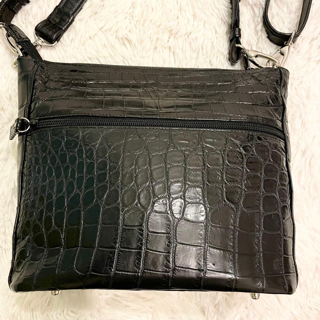 良品★JRA リアルクロコダイル ハンドバッグ ショルダーバッグ 2WAY 黒