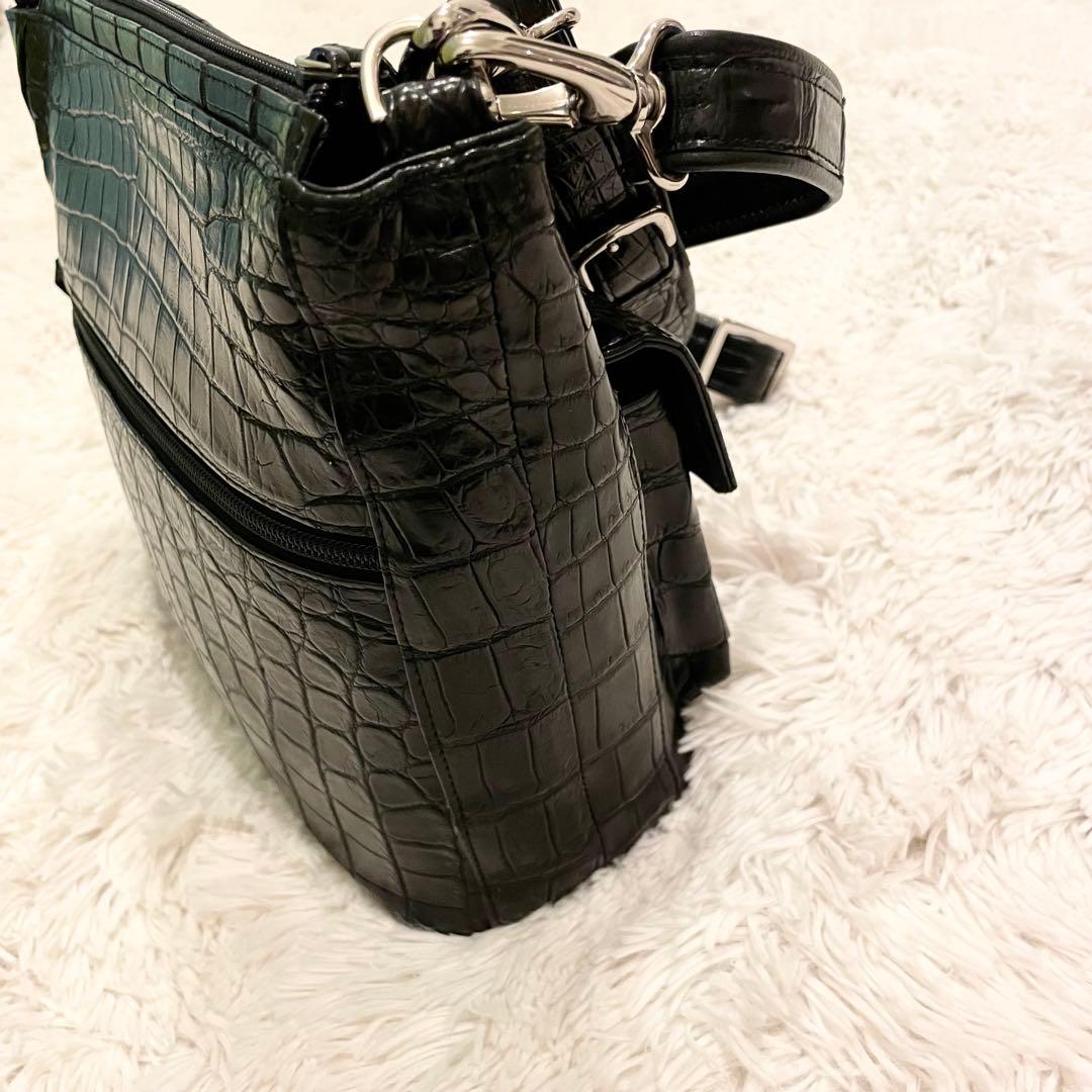 良品★JRA リアルクロコダイル ハンドバッグ ショルダーバッグ 2WAY 黒