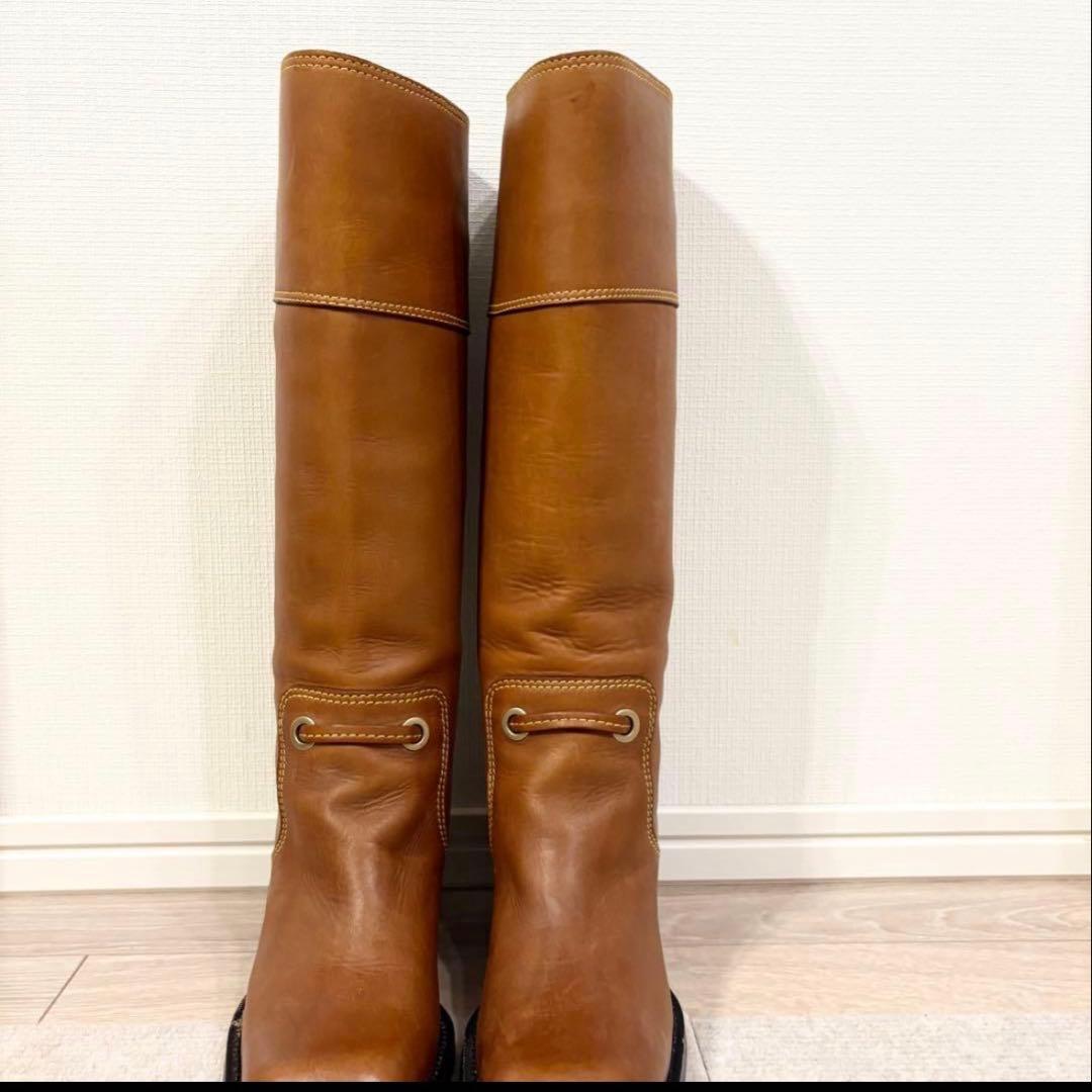 LOUIS VUITTON ルイヴィトン ロングブーツ キャメル レザー 36