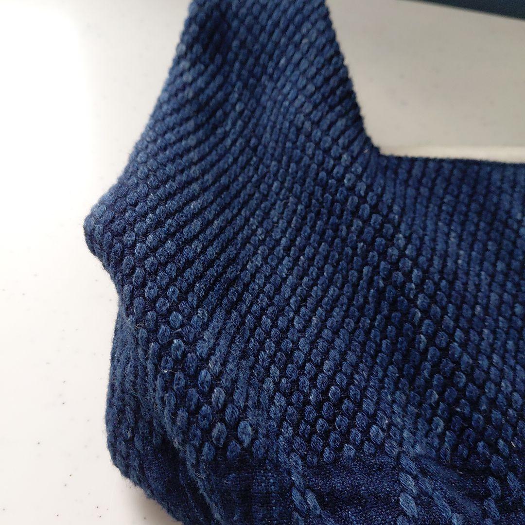 武州正藍染　手提げバッグ　小　二重刺子　濃紺