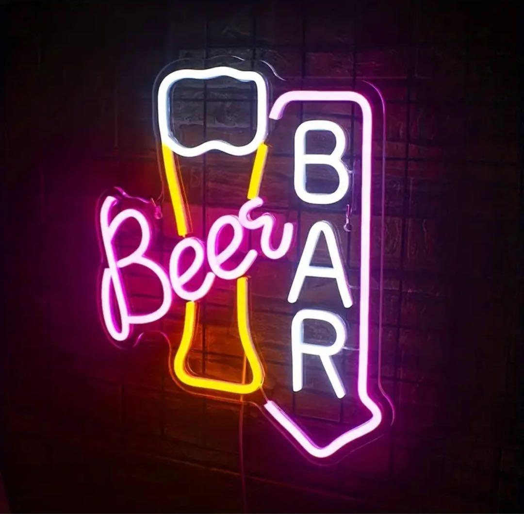 ビール BAR 看板 Beer Bar 居酒屋 酒 ネオン サイン LED