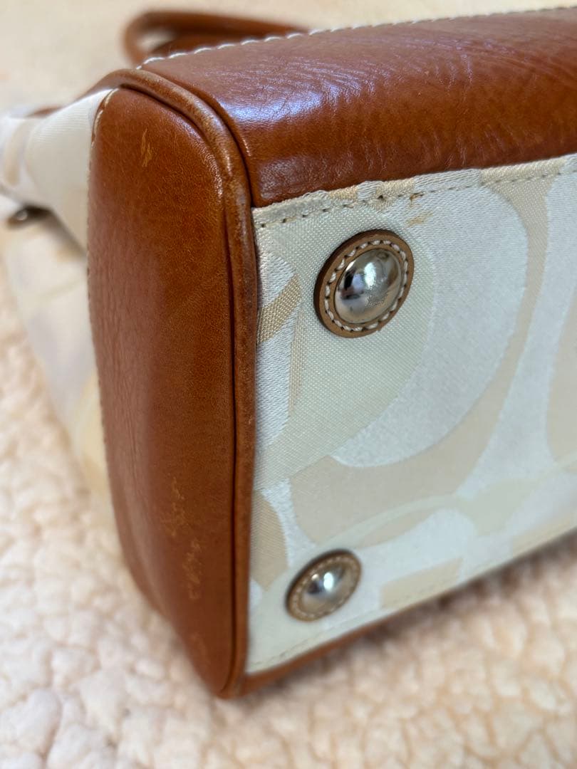 トートバッグ ホワイト/ベージュ 合成皮革