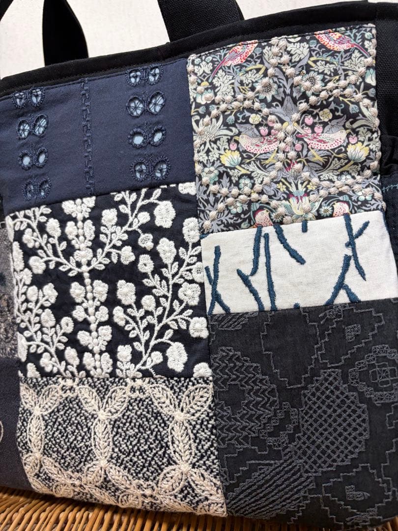 ミナペルホネン＊パッチギャザポケファスナートートLL✂️ハンドメイド