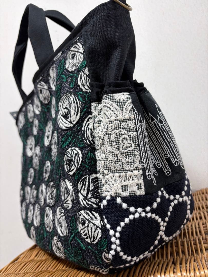 ミナペルホネン＊パッチギャザポケファスナートートLL✂️ハンドメイド