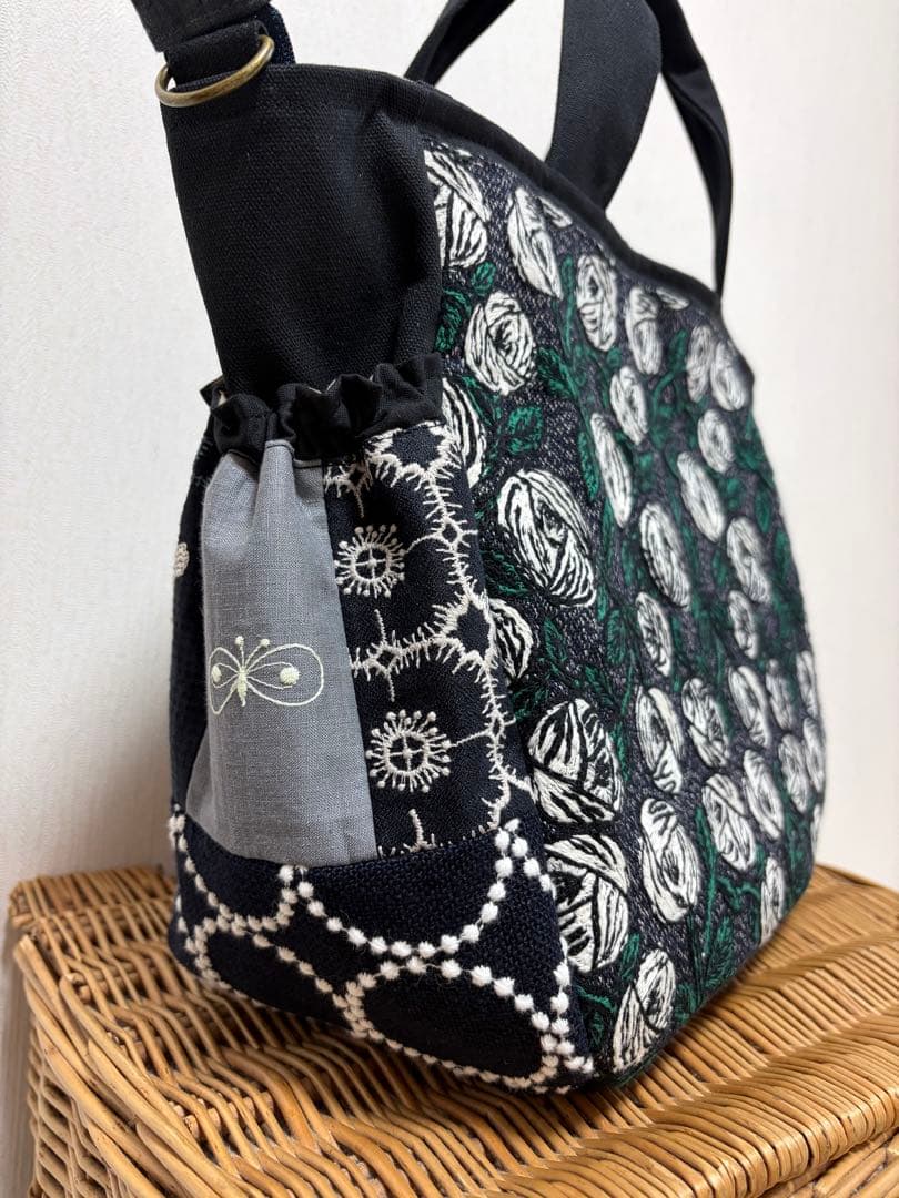 ミナペルホネン＊パッチギャザポケファスナートートLL✂️ハンドメイド