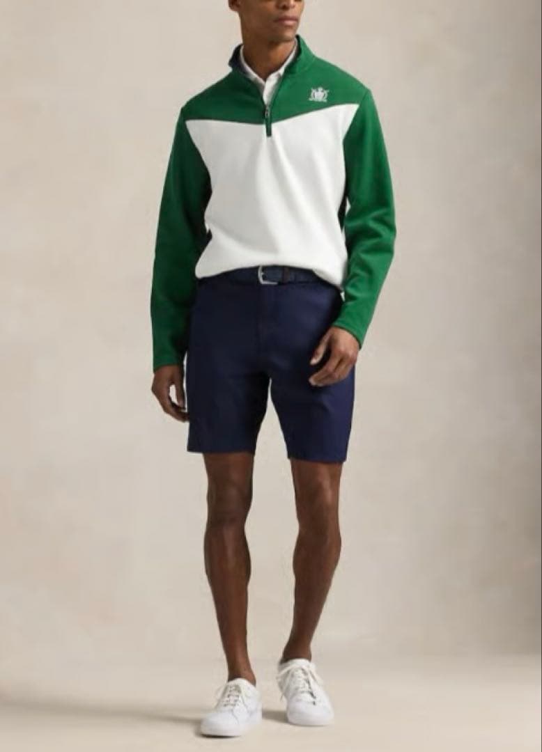 RLX ゴルフ カラーブロック ダブルニット プルオーバー M モックネック 緑