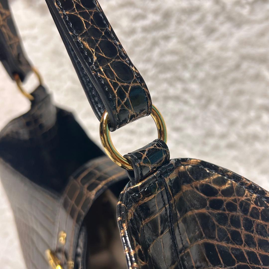 【美品】JRAタグ付 GRES リアル クロコダイル ハンドバッグ