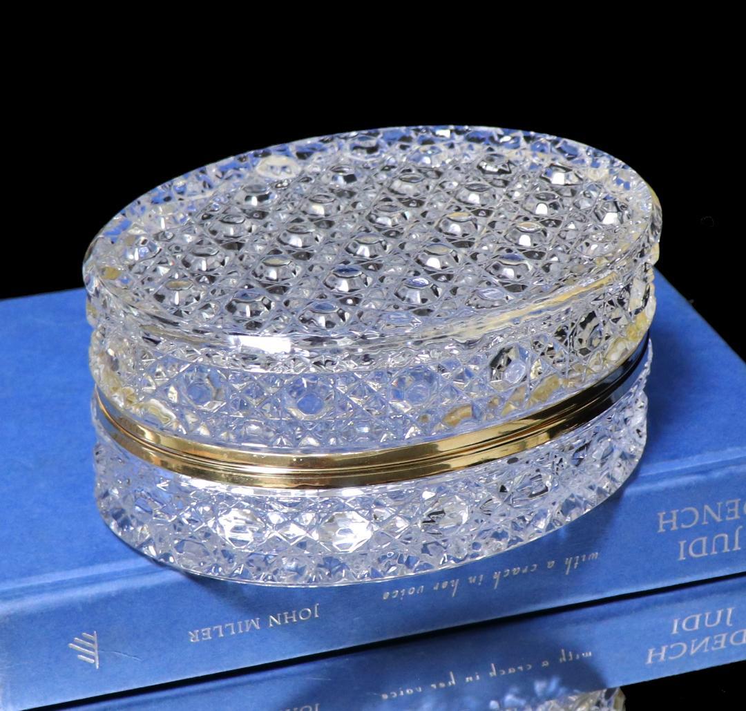 オールド・バカラ 金装飾 大型 1kg ダイヤモンドカット 宝石箱 ゴールド