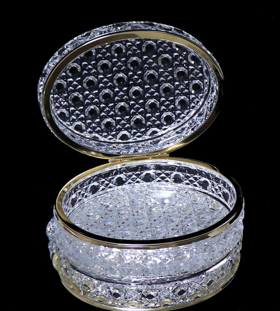 オールド・バカラ 金装飾 大型 1kg ダイヤモンドカット 宝石箱 ゴールド