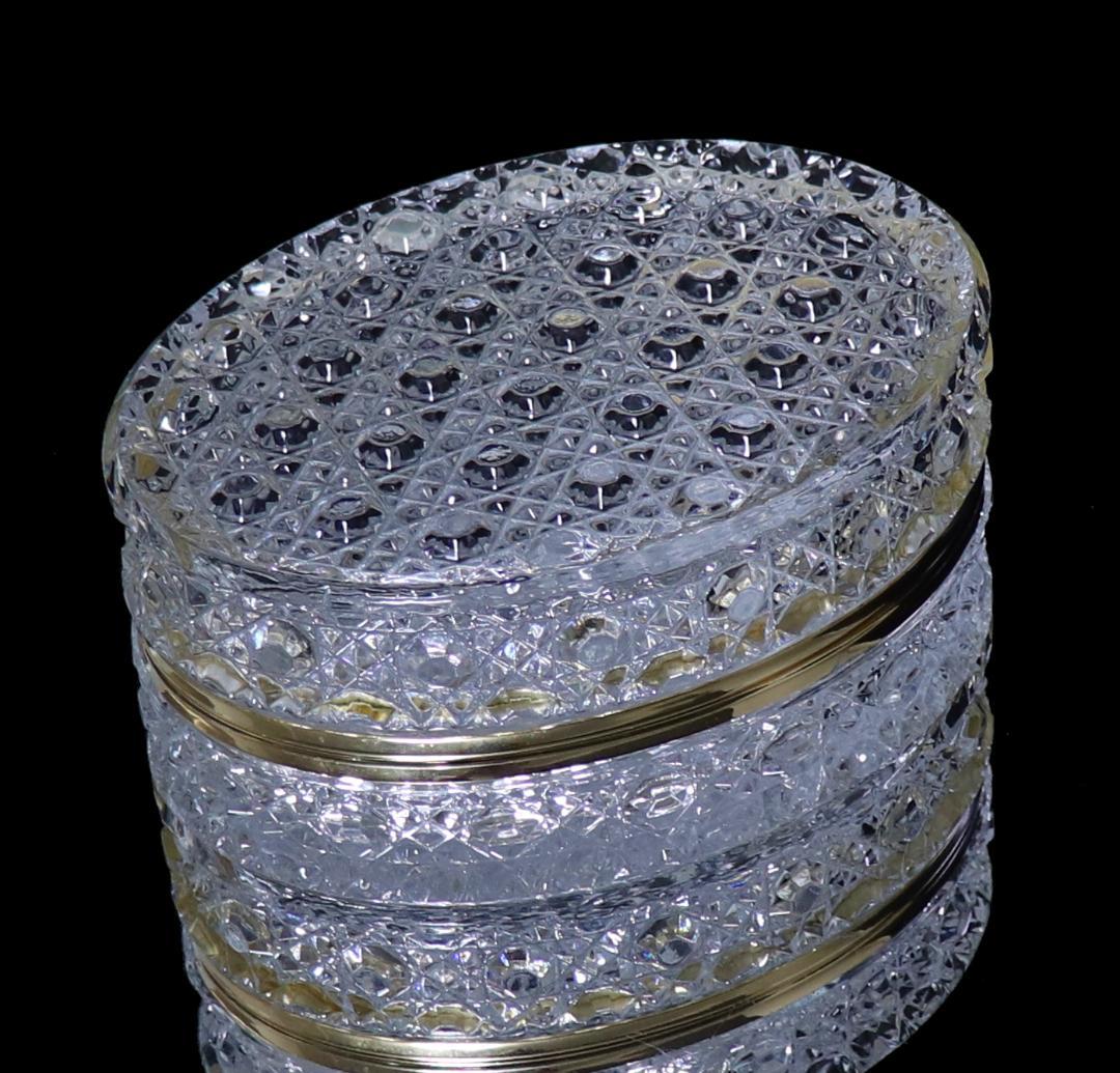 オールド・バカラ 金装飾 大型 1kg ダイヤモンドカット 宝石箱 ゴールド